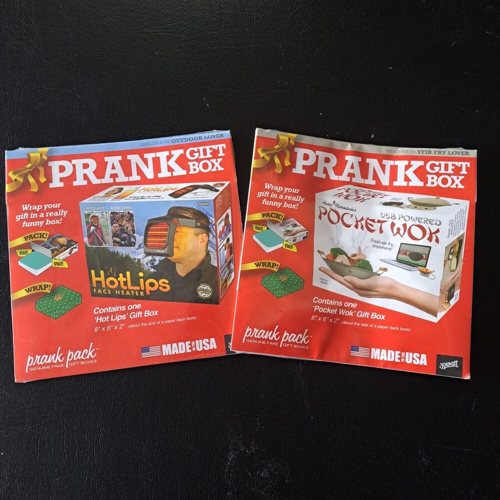 Lot 2 NEW Prank Pack POCKET WOK HOT LIPS Small Gift Box 8"x6"x2" Tiktok